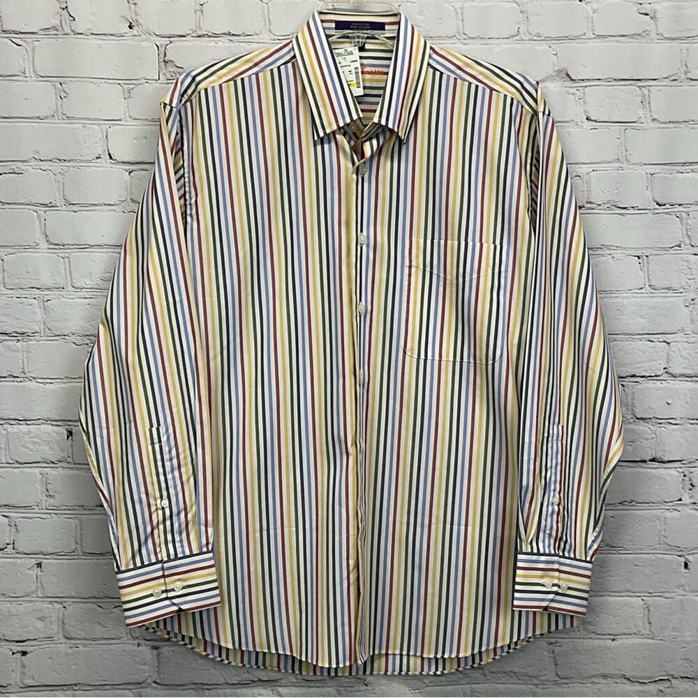 Alan Flusser Shirt Men's Size L Multicolor Stripes Button Up Business Casual NWT